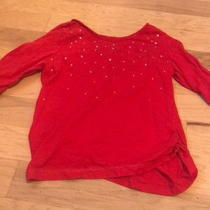 Red shirt for girls with gemstones on top